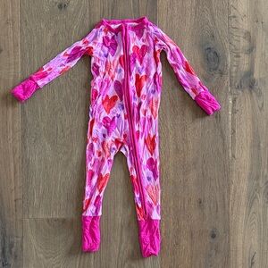 Little Sleepies Pink Watercolor Hearts Zippie